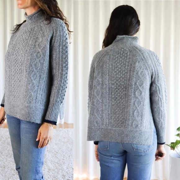 Alex Mill Cable Knit Sweater XS Grey Wool Alpaca Blend Chunky Knit - Picture 4 of 16